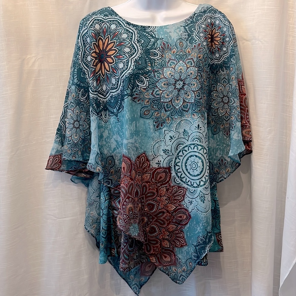 Indigo Soul poncho style blouse size M
